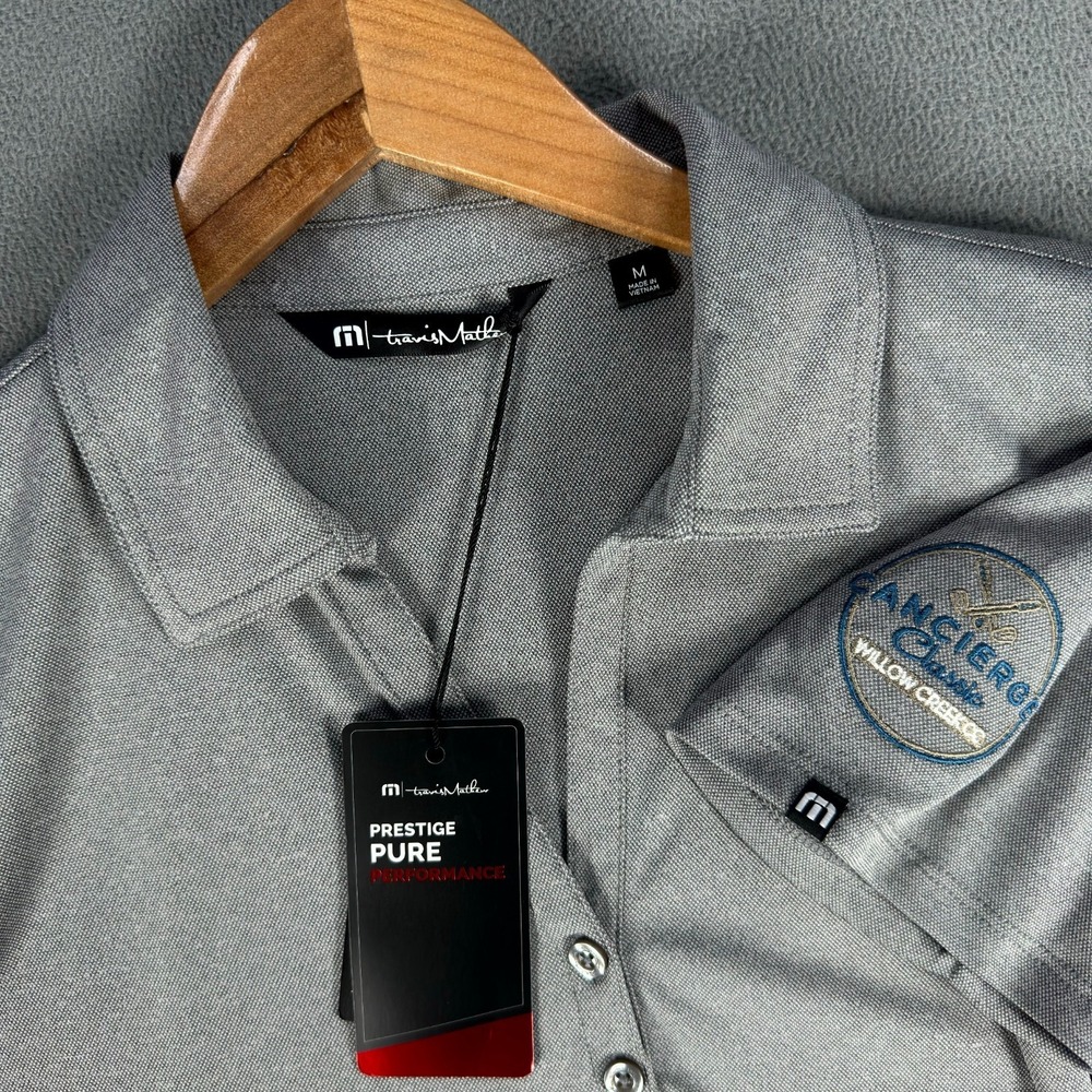 Travis Mathew Polo Shirt Medium Grey Willow Creek Concierge Classic Golf New